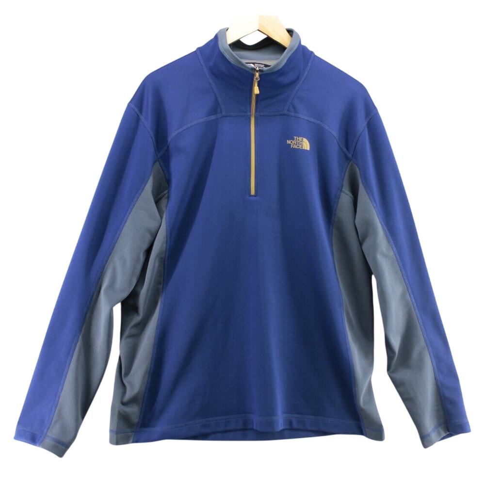 The North Face Men's Blue Soft Shell Fleece Sz L Pullover 1/4 Zip Lightweight